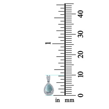 Pear Shape Simulated Larimar CZ Pendant for Necklace 925 Sterling Silver